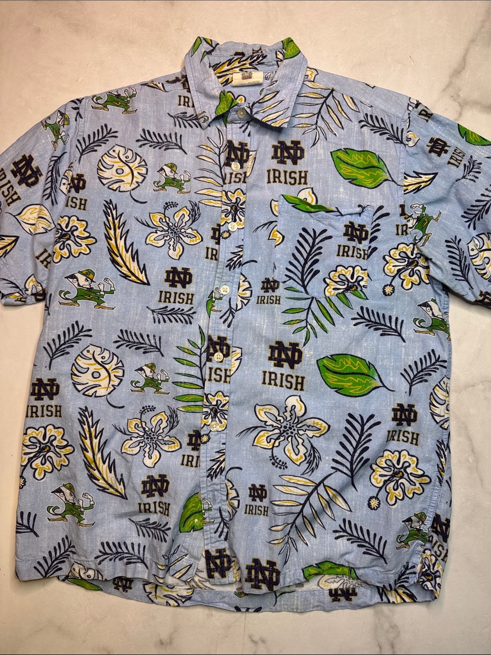 Wes and Willy Notre Dame Fighting Irish Floral Hawaiian Shirt